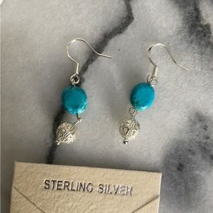 Real turquoise stone sterling silver earrings
